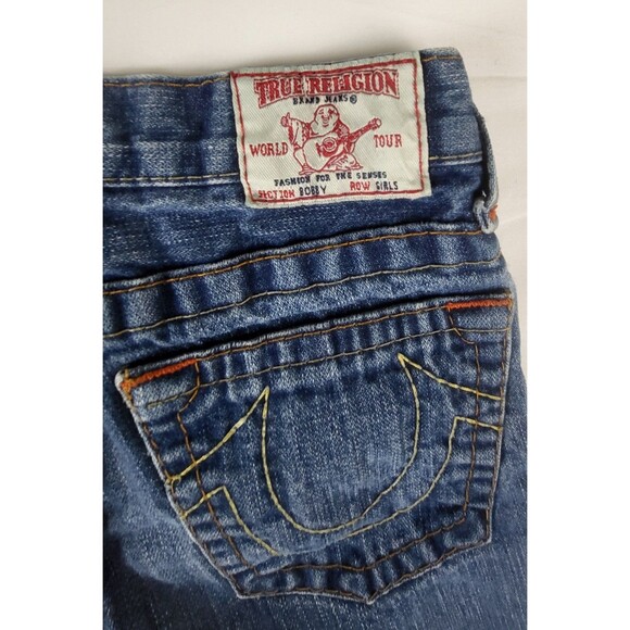True Religion Junior Girls Bobby Straight Cut Blue Denim Jeans Sz 12 - Picture 6 of 9